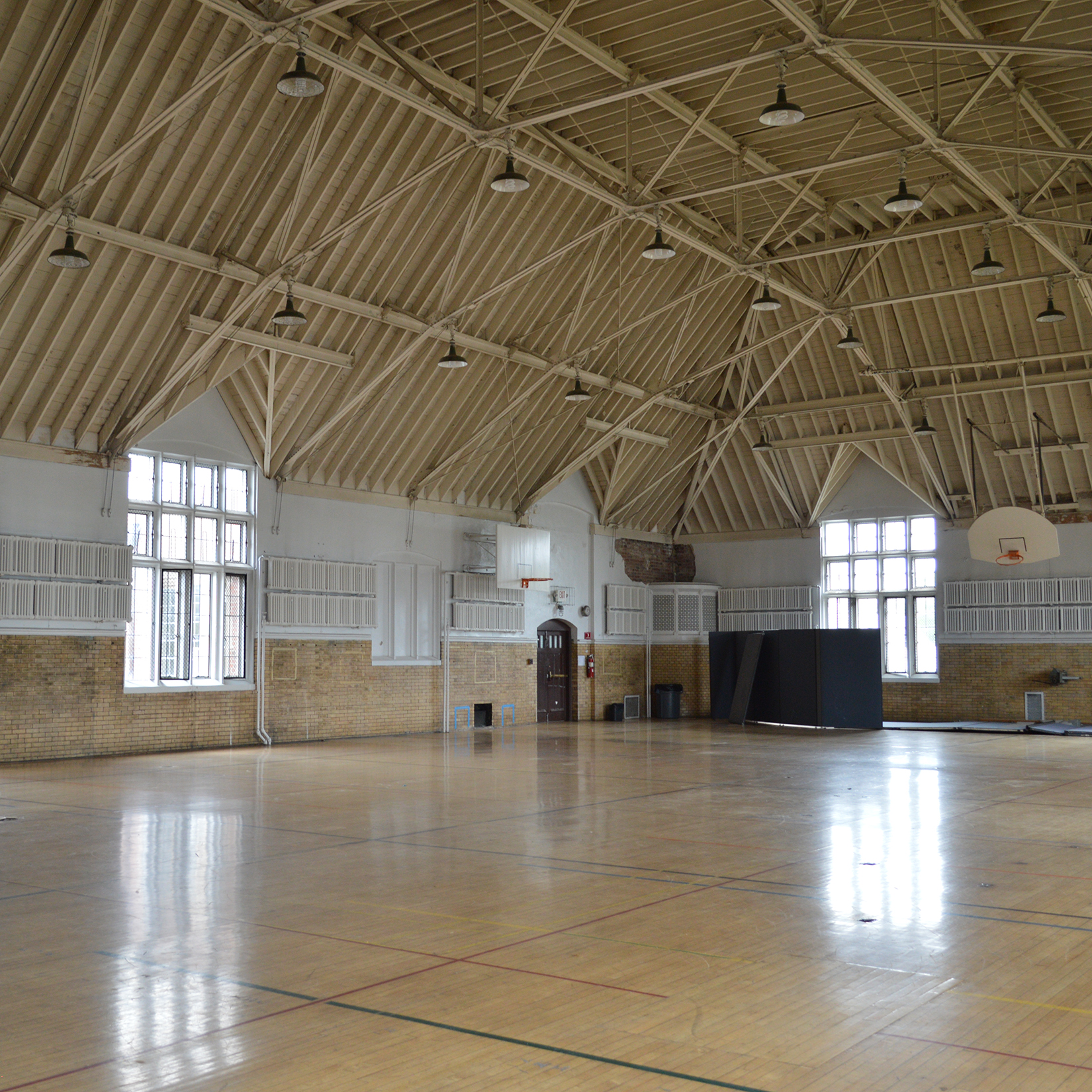 Photo of the Pomerene gym (ideation zone) prior to renovation