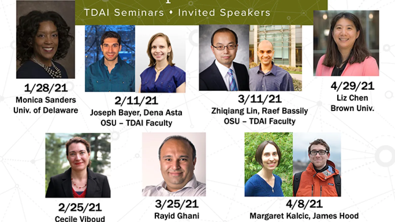Collage of speakers in the Spring 21 seminar series