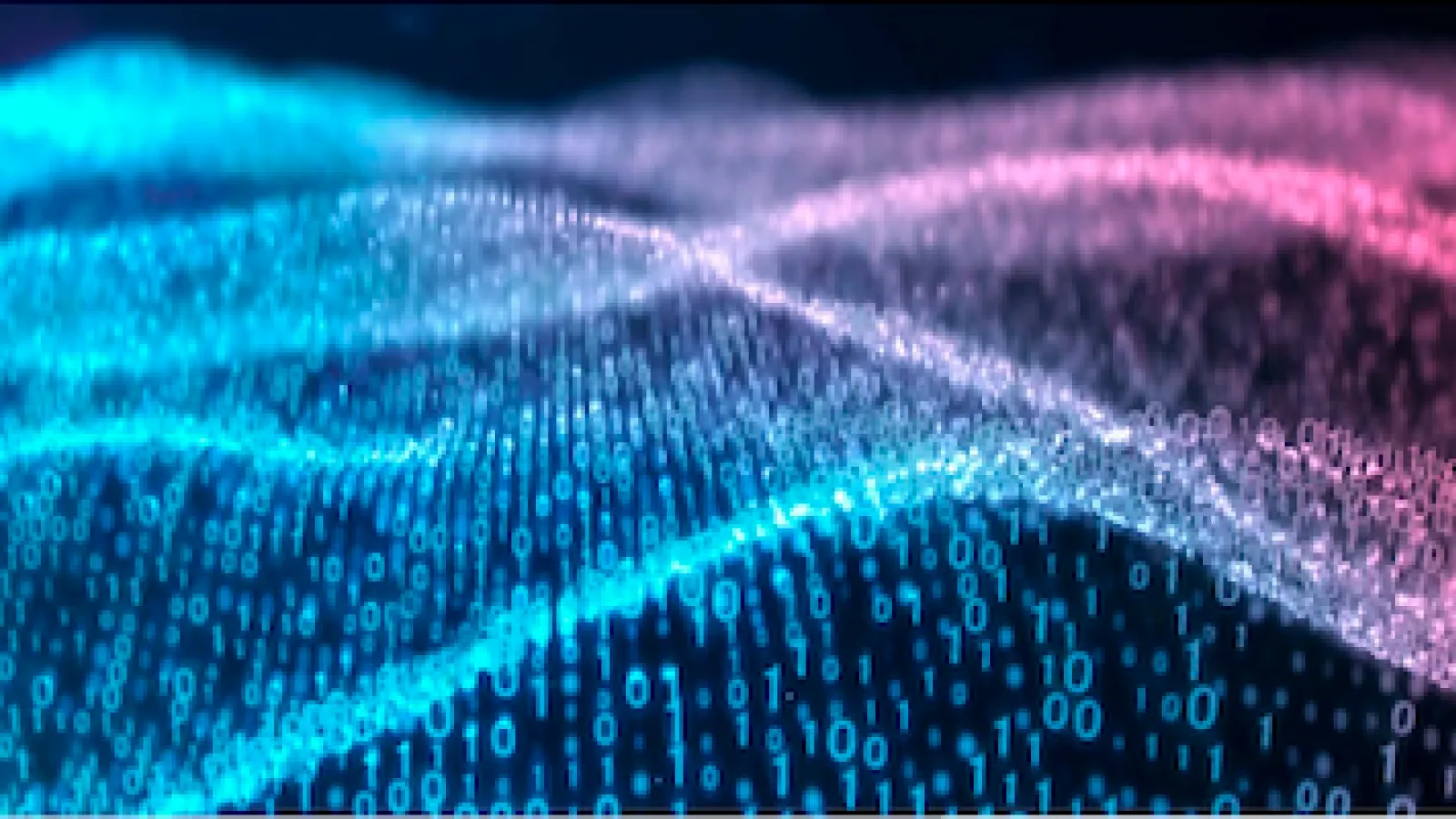 Abstract illustration of AI in which binary code appear to make mountains
