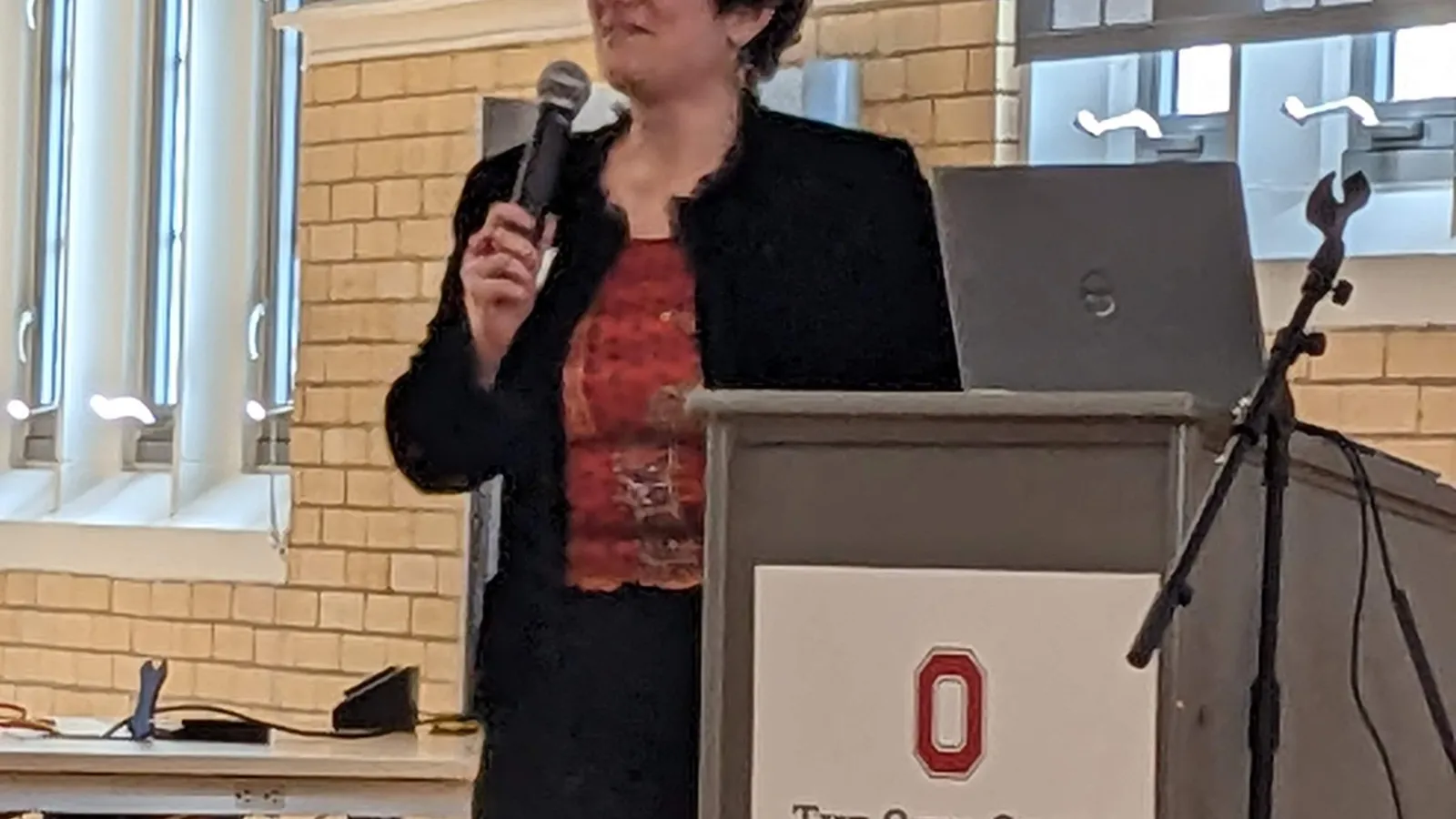 Dr. Tany Berger-Wolf speaking to guests