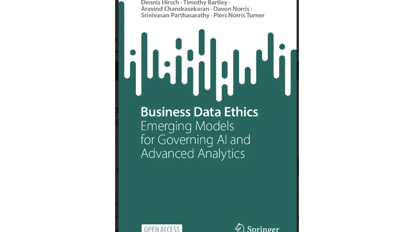Book Cover: Business Data Ethics, Emerging Models for Governing AI and Advanced Analytics