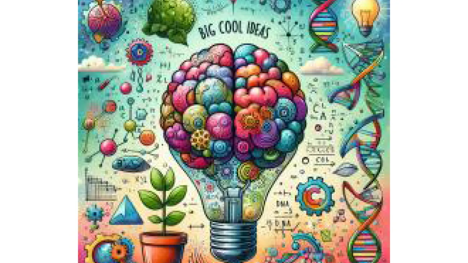 Colorful lightbulb with colorful images behind it