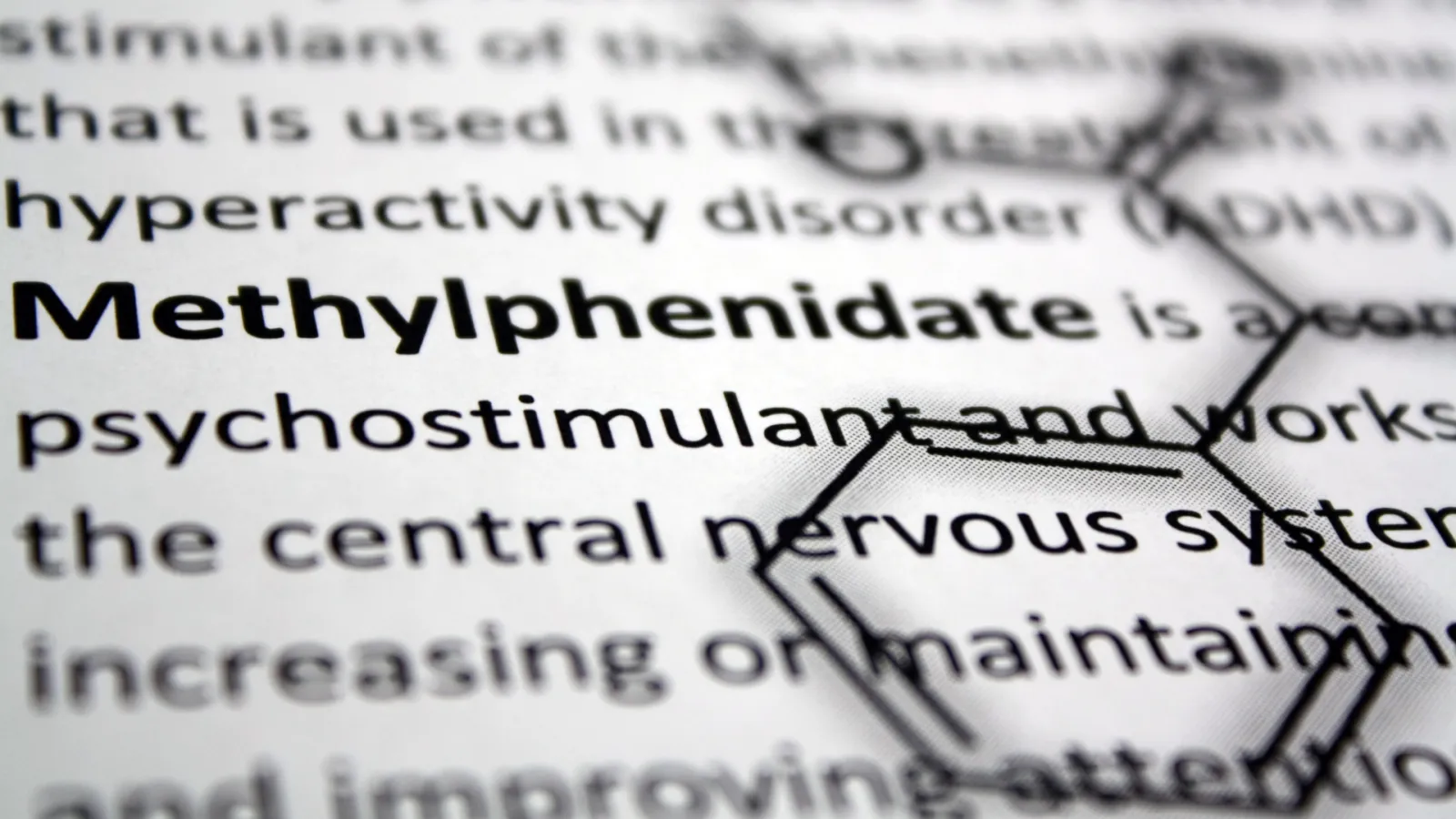 Scientific drug terms on a white background