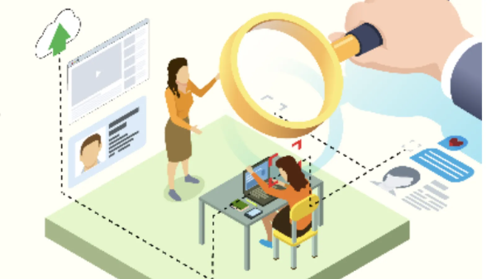 image of teacher and student on white background
