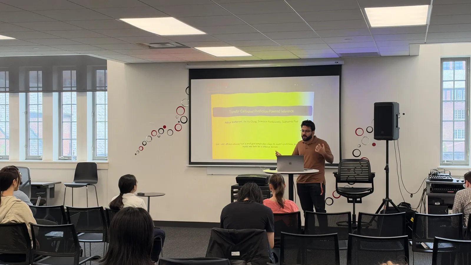 Aditya Vadlamani presents on transfer calibrated prediction powered inference at TDAI’s Workshop on Transfer Learning.