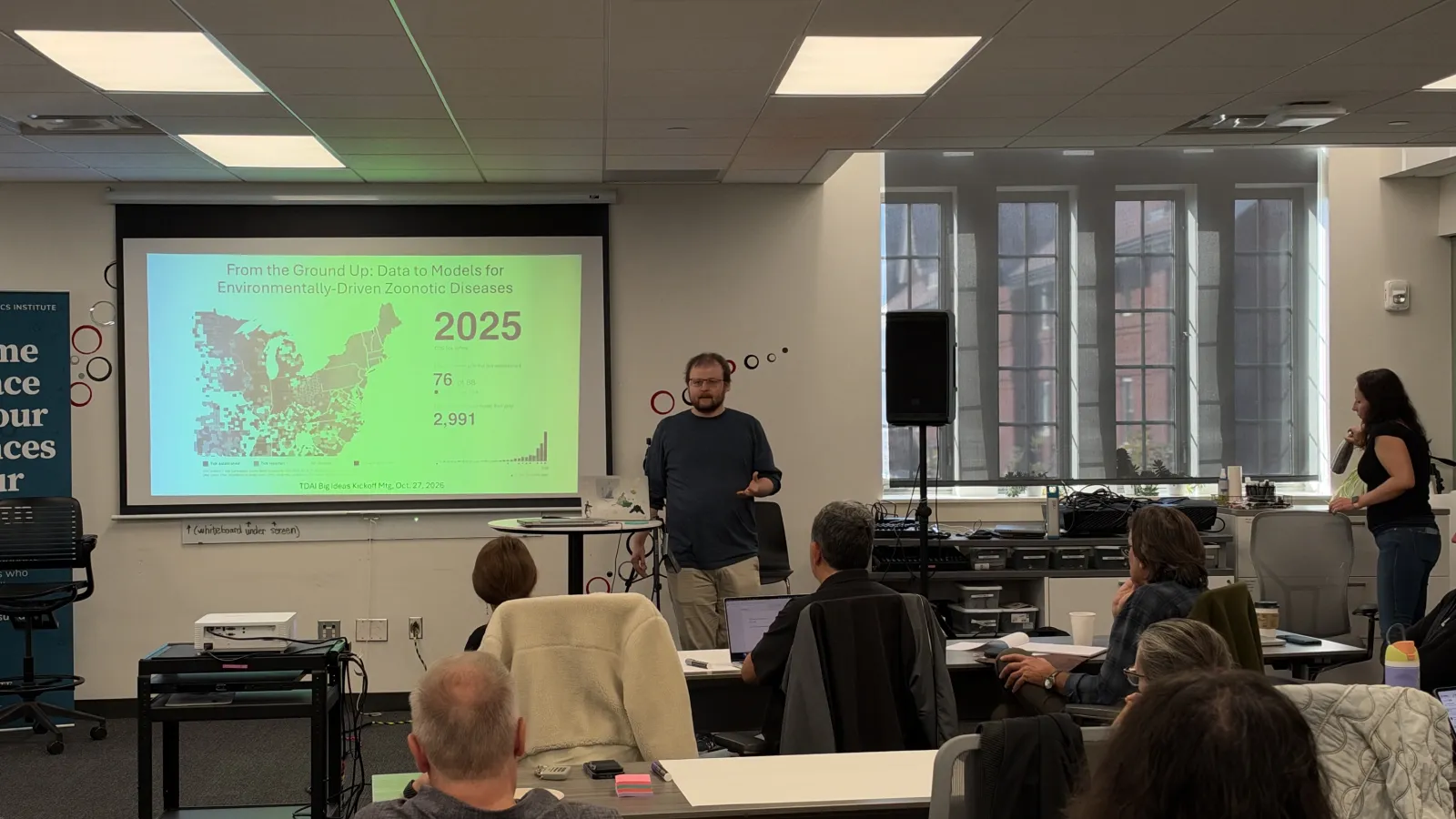 Andrew Perrault and Daniela Miteva presenting at the kickoff for TDAI’s zoonotic disease yearlong theme.