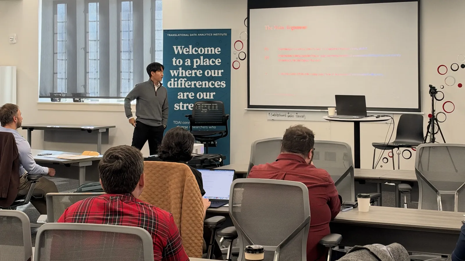 Inchul Yum, a doctoral student in Ohio State’s Department of Philosophy, presents at TDAI’s Geometrization of AI workshop.