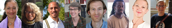 Headshots of featured participants of the Global Arts and Humanities Discovery Theme showcase