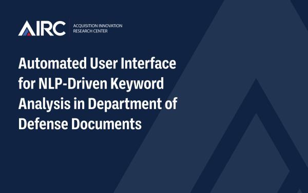 cover of automated user interface for NLP-driing keywork analysis in department of defense documents
