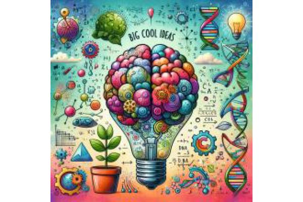 Colorful lightbulb with colorful images behind it