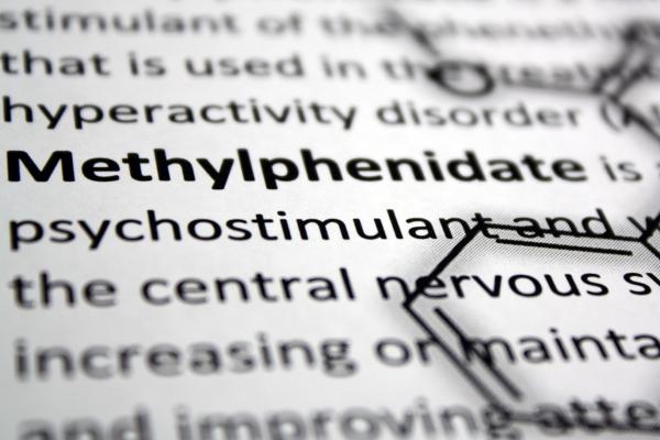 Scientific drug terms on a white background