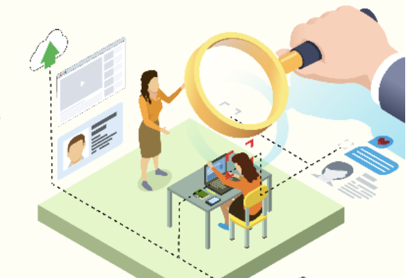 image of teacher and student on white background