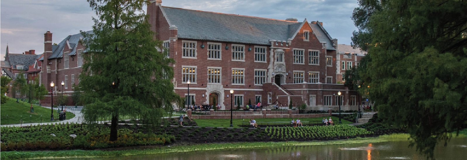 Photo of Pomerene Hall from across Mirror Lake